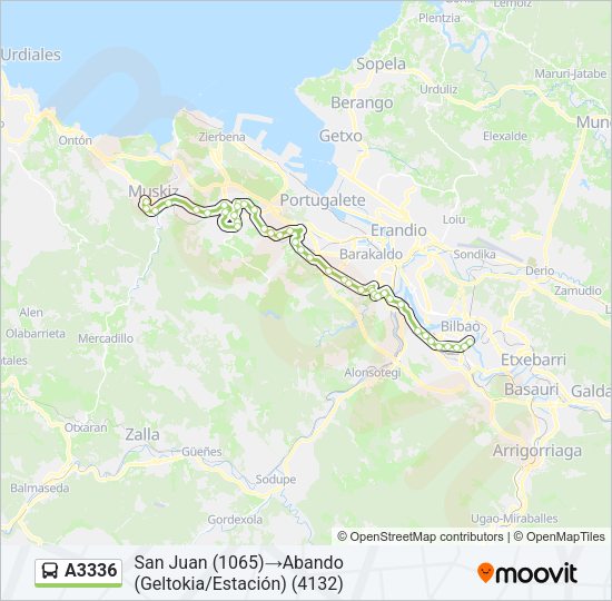 Mapa de A3336 de autobús