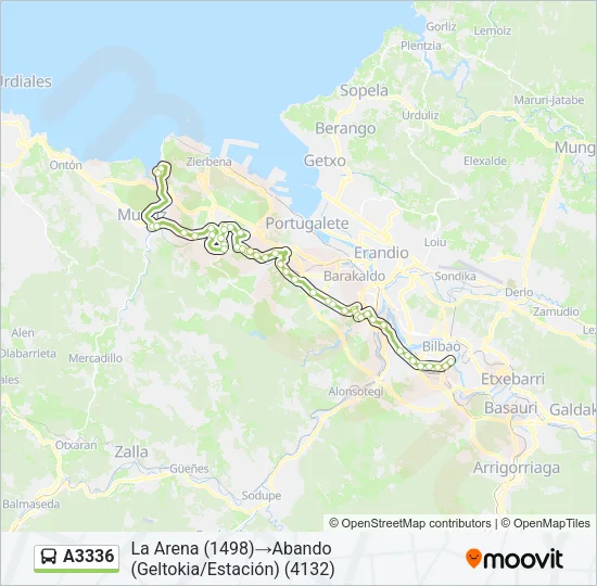 A3336 bus Mapa de línia