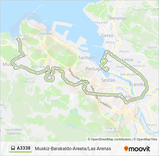 A3338 Bus Line Map