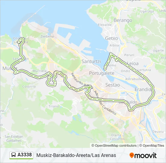 A3338 Bus Line Map