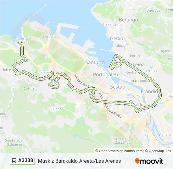 A3338 bus Mapa de línia