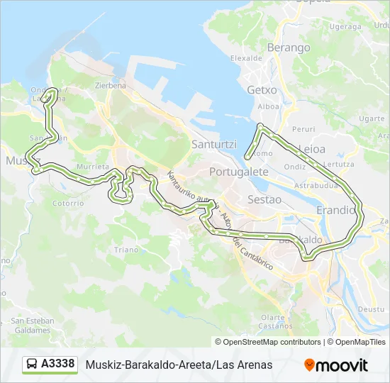 A3338 Bus Line Map