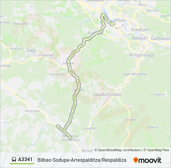 A3341 Bus Line Map