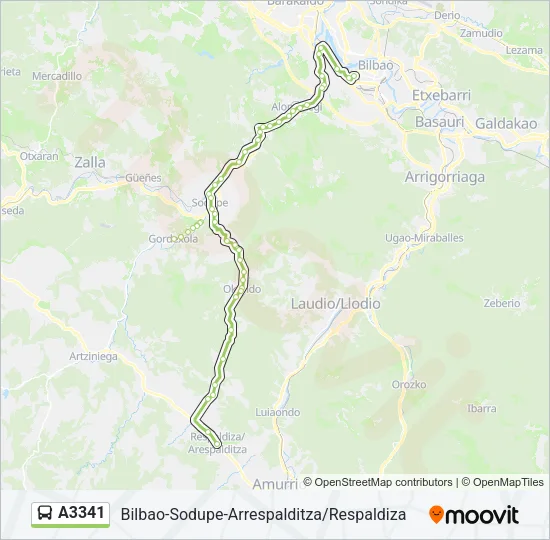 A3341 bus Mapa de línia