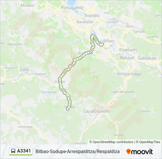 A3341 Bus Line Map