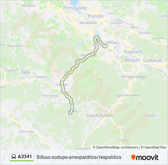 A3341 bus Mapa de línia