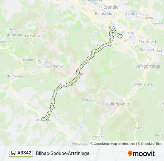 A3342 Bus Line Map