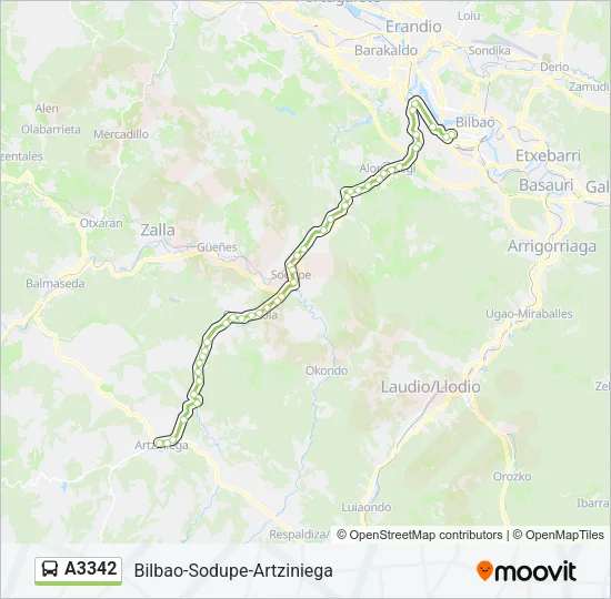 A3342 Bus Line Map