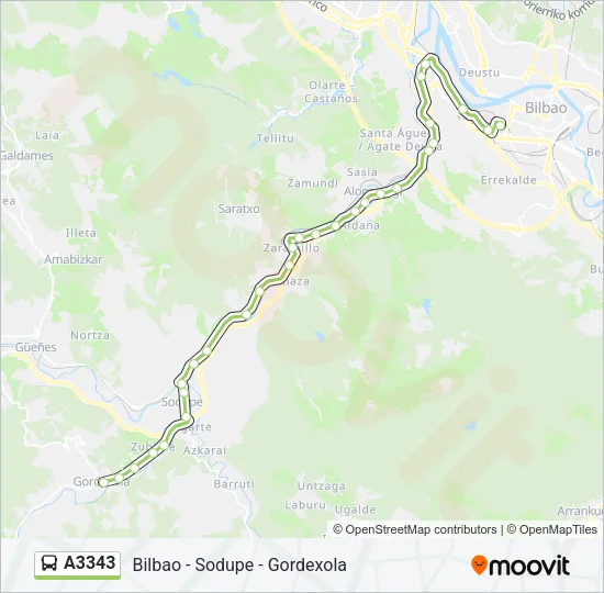 A3343 Bus Line Map