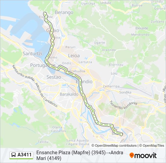 A3411 bus Line Map