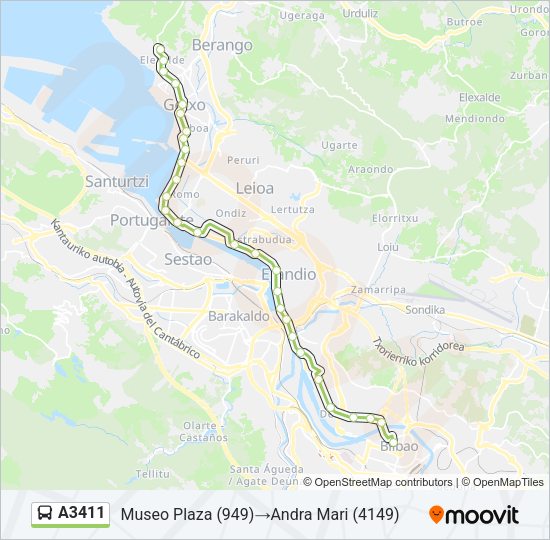 A3411 Bus Line Map