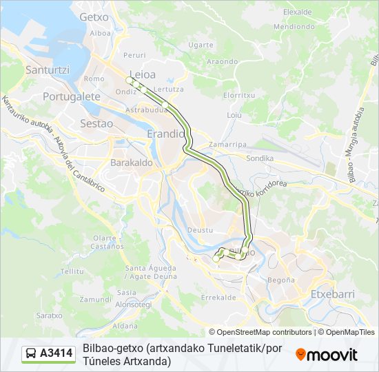 Mapa de A3414 de autobús