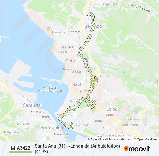 A3422 bus Mapa de línia