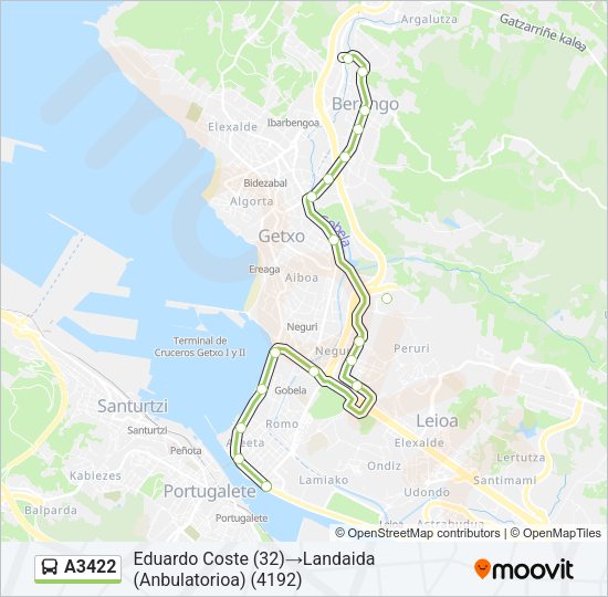Mapa de A3422 de autobús