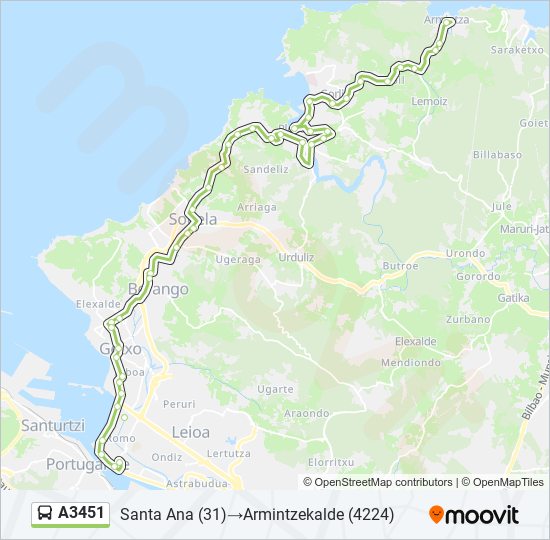 A3451 bus Mapa de línia