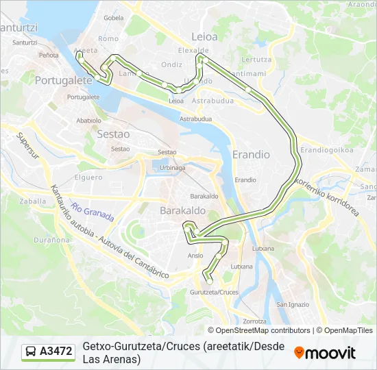 A3472 bus Mapa de línia