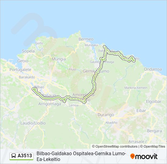 A3513 bus Mapa de línia