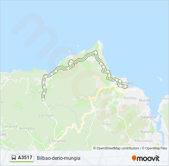 A3517 bus Mapa de línia