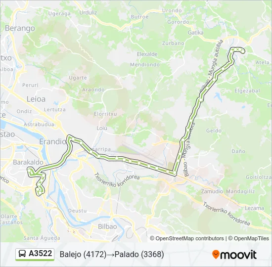 A3522 bus Mapa de línia