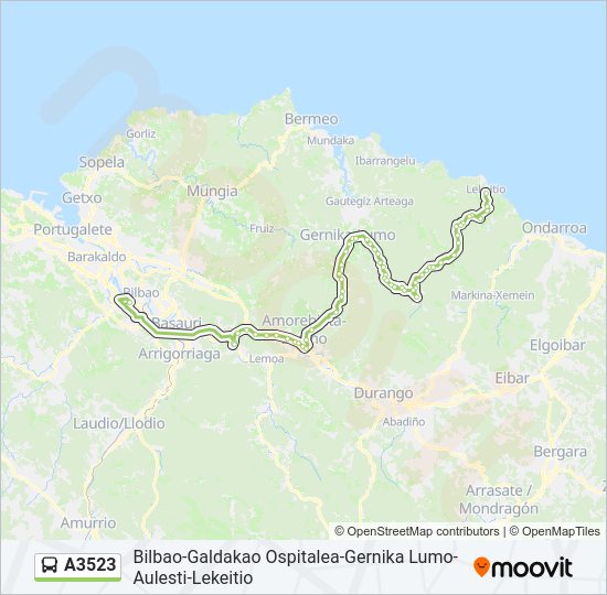 A3523 bus Mapa de línia