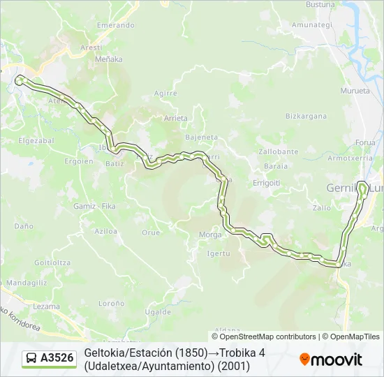 A3526 bus Mapa de línia