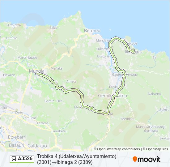 A3526 bus Mapa de línia