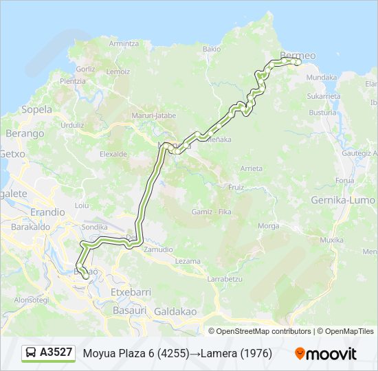 Mapa de A3527 de autobús