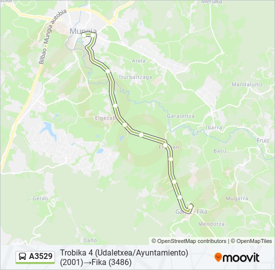 A3529 bus Mapa de línia