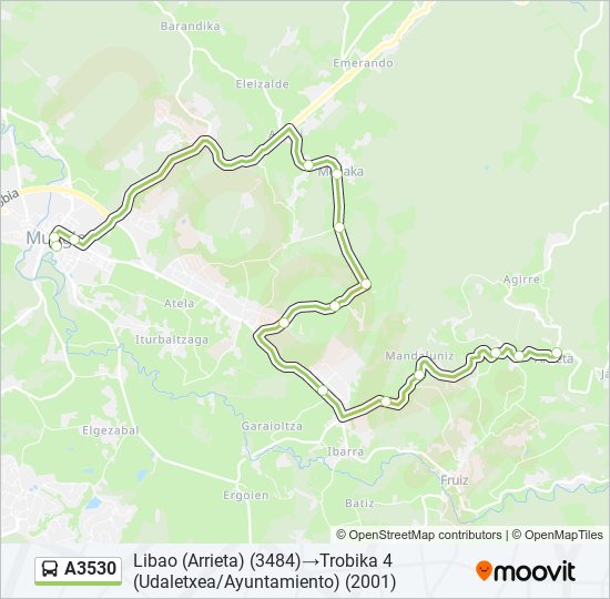 Mapa de A3530 de autobús