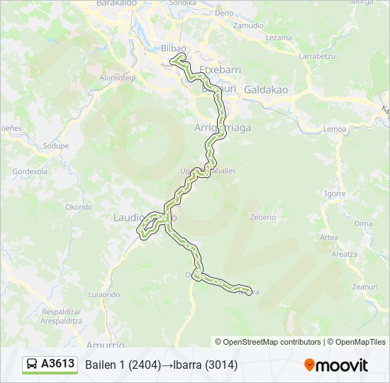 A3613 bus Mapa de línia