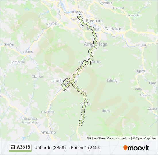 A3613 bus Line Map