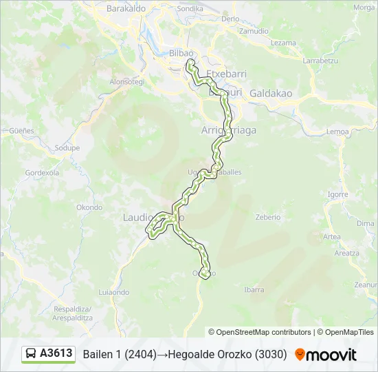 A3613 Bus Line Map