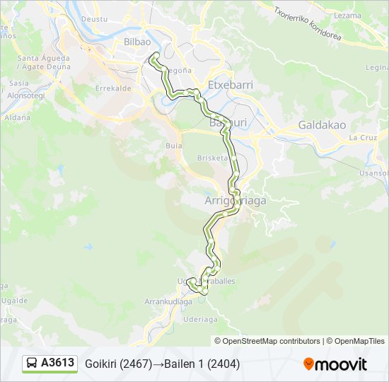 A3613 bus Line Map