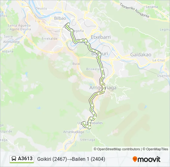 A3613 Bus Line Map