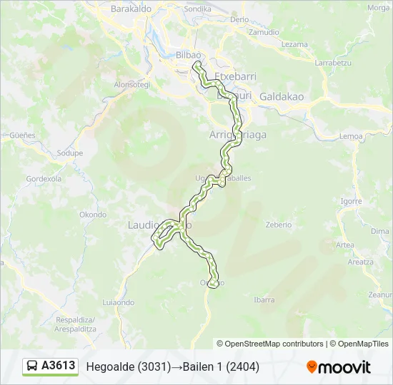 A3613 Bus Line Map