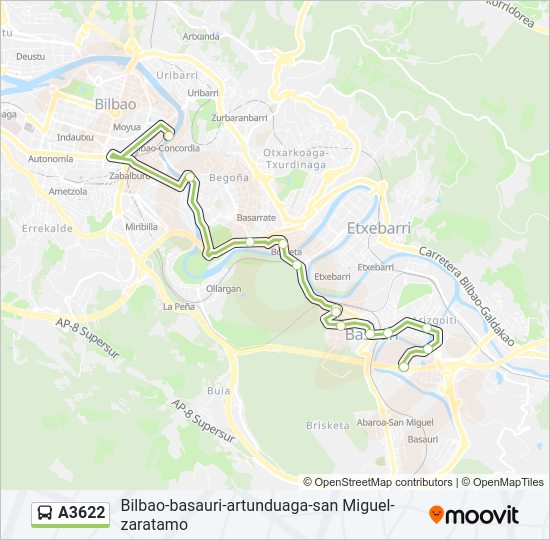 A3622 bus Mapa de línia