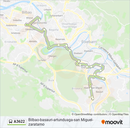 A3622 bus Line Map