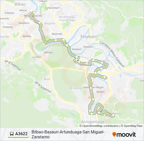 A3622 Bus Line Map