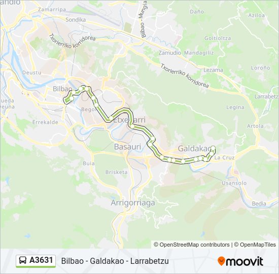 A3631 bus Mapa de línia