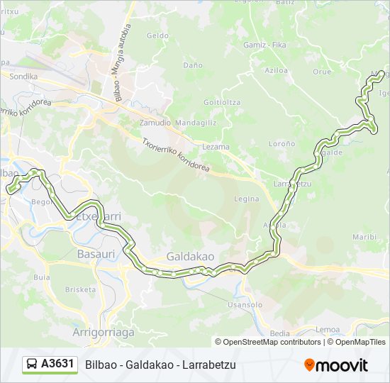 Mapa de A3631 de autobús