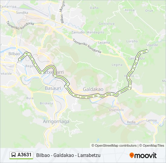 Mapa de A3631 de autobús