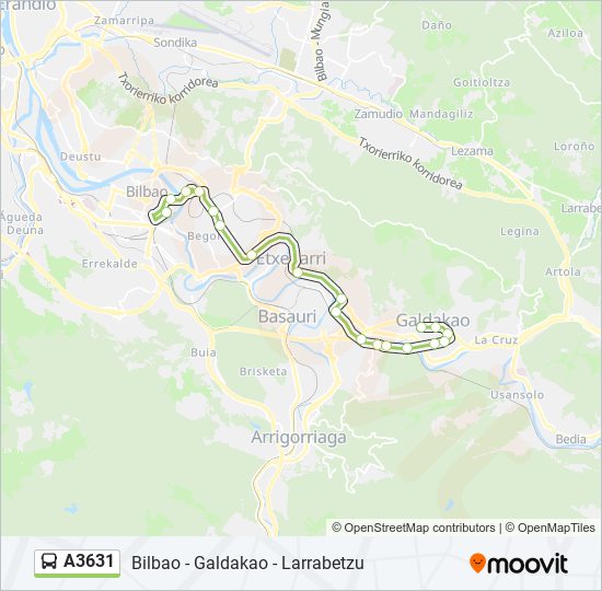 Mapa de A3631 de autobús