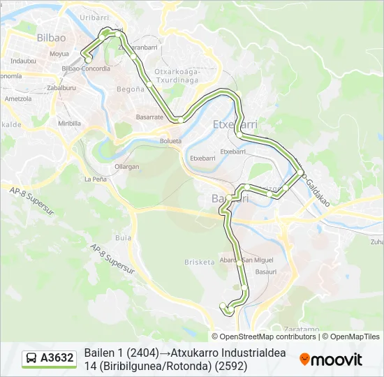 A3632 Bus Line Map