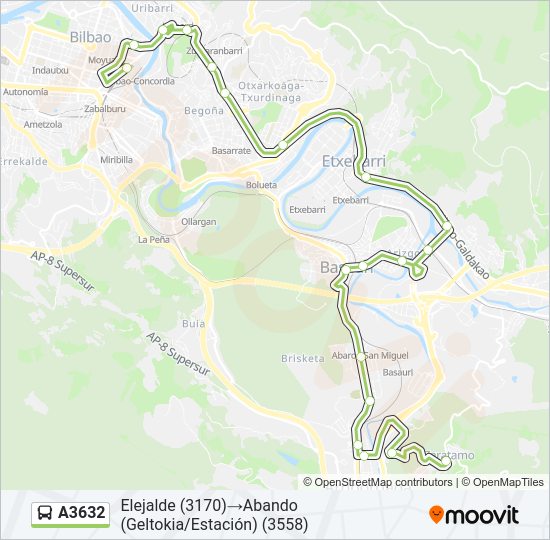 A3632 bus Mapa de línia