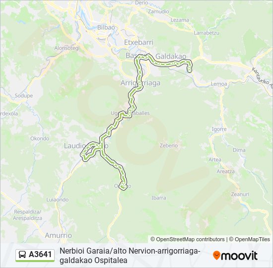 A3641 bus Line Map