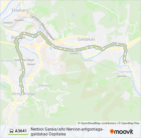 A3641 bus Line Map