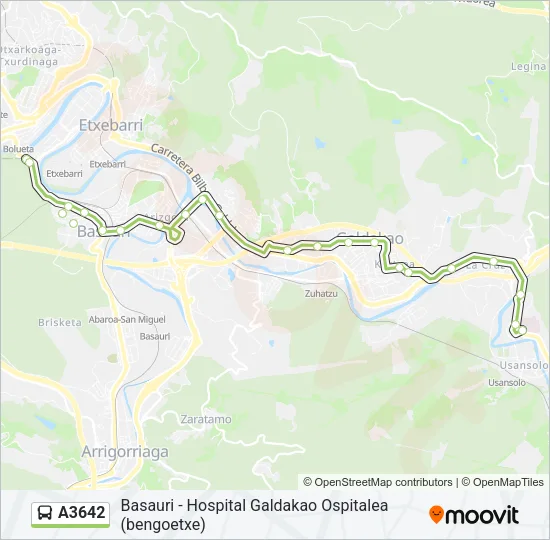 A3642 Bus Line Map