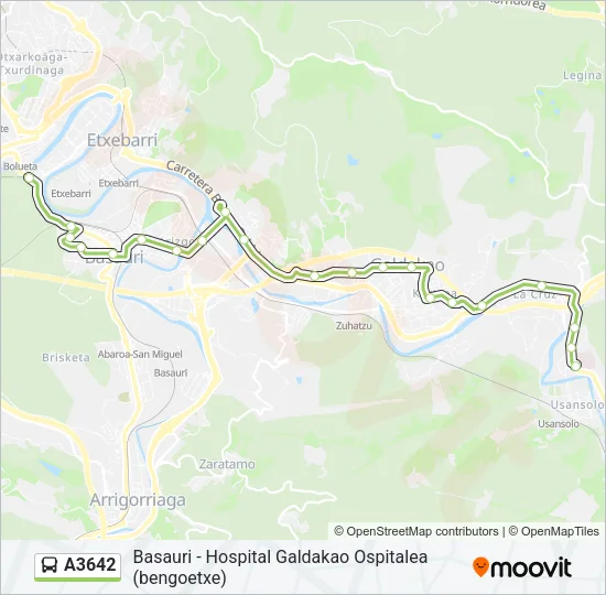 A3642 bus Mapa de línia