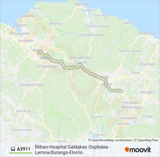 Mapa de A3911 de autobús