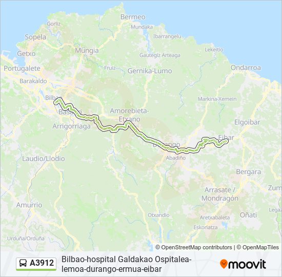 A3912 bus Mapa de línia